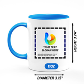 Custom Light Blue Inside Ceramic Mug 11 oz with Logo