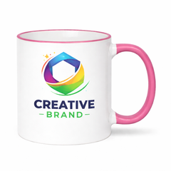 Custom Pink Rim Ceramic Mug 11 oz