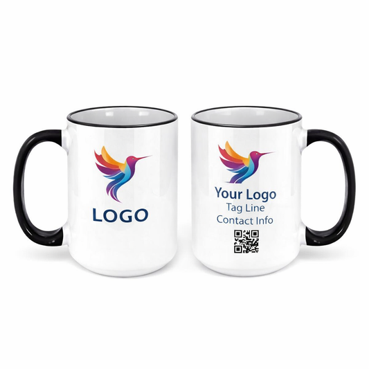 Ceramic Mug with Black Colored Rim & Handle – 15 OZ