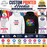 Custom Printed Hoodie with company logo using sublimation and DTF printing for business branding
