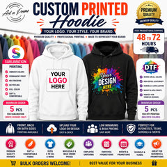 Custom Printed Hoodie with company logo using sublimation and DTF printing for business branding