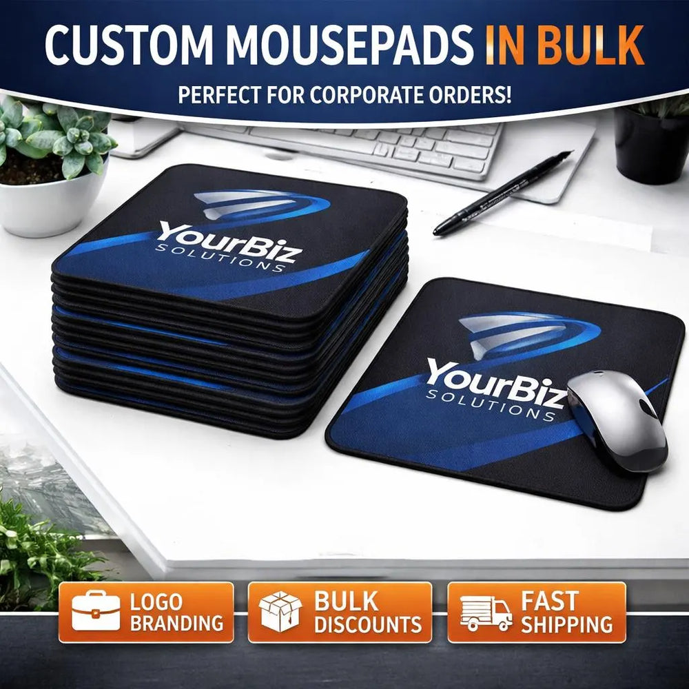Custom black mouse pads with logo for corporate branding, employee gifts, and promotions