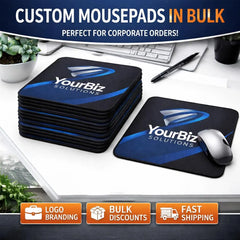 Custom black mouse pads with logo for corporate branding, employee gifts, and promotions