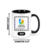 Custom Black Inside Ceramic Mug 15 oz with logo for executive branding and leadership gifts