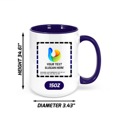 Custom Blue Inside Ceramic Mug 15 oz with logo for client appreciation and executive gifting