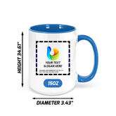 Custom Light Blue Inside Ceramic Mug 15 oz with logo for remote teams and hybrid offices