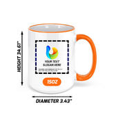 Custom Orange Rim Ceramic Mug 15 oz with logo for startup launch kits and brand campaigns