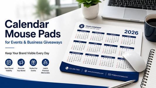 Custom calendar mouse pad with company logo for trade shows, business giveaways, and brand visibility