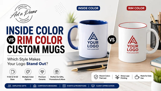 Inside color vs rim color custom mugs with business logos