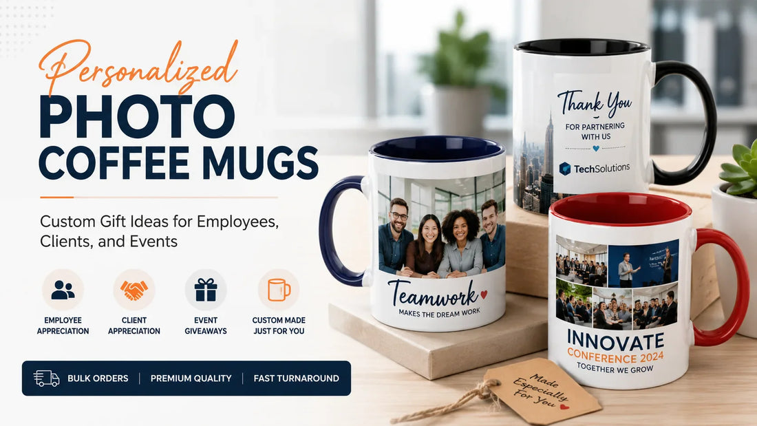 Personalized Photo Coffee Mugs with Custom Logo and Photo for Employee & Client Gifts