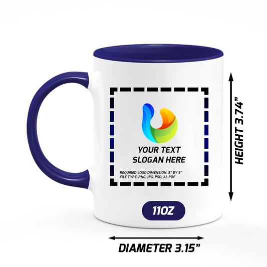 Custom Blue Inside Ceramic Mug 11 oz with Logo