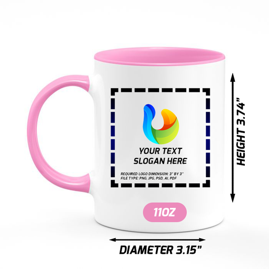 Ceramic Mug with Pink Colored Inside & Handle – 11 OZ