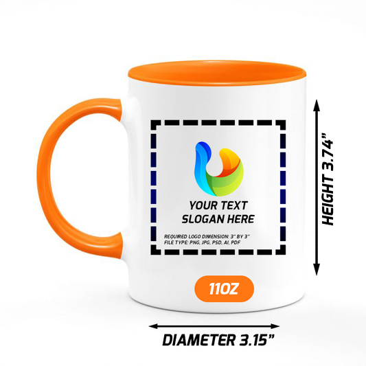 Ceramic Mug with Orange Colored Inside & Handle – 11 OZ