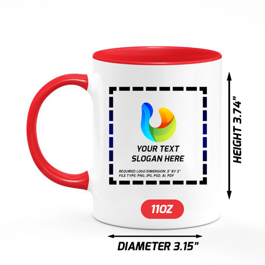Ceramic Mug with Red Colored Inside & Handle – 11 OZ