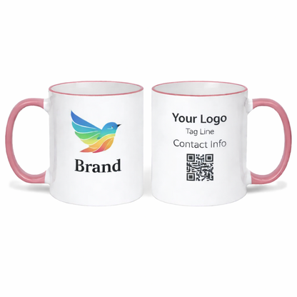 Ceramic Mug with Pink Colored Rim & Handle – 11 OZ