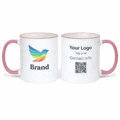 Stylish pink rim mug for office desk use