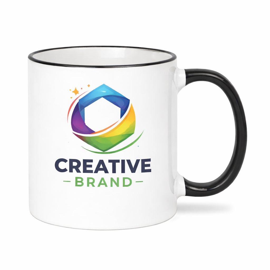 Ceramic Mug with Black Colored Rim & Handle – 11 OZ