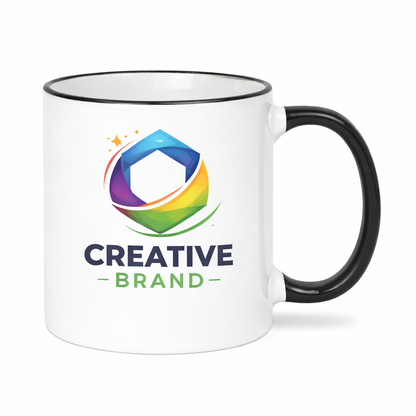 Ceramic Mug with Black Colored Rim & Handle – 11 OZ