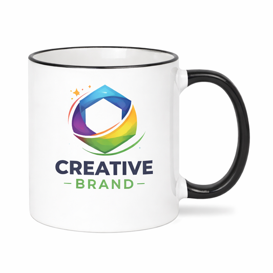 Ceramic Mug with Black Colored Rim & Handle – 11 OZ