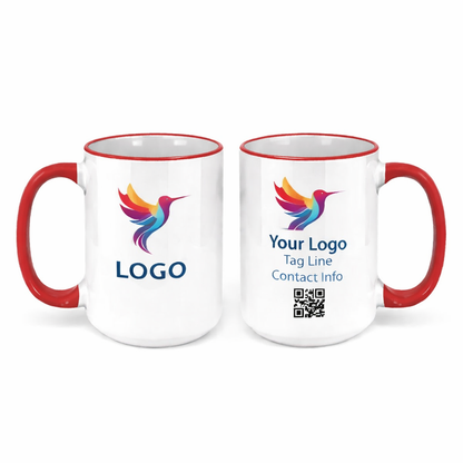 Ceramic Mug with Red Colored Rim & Handle – 15 OZ