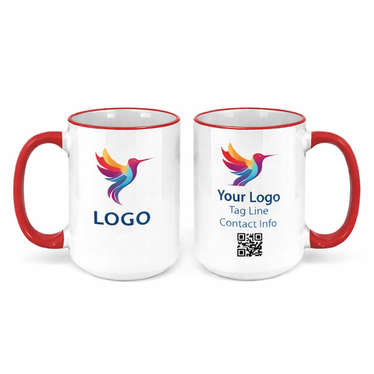 Ceramic Mug with Red Colored Rim & Handle – 15 OZ