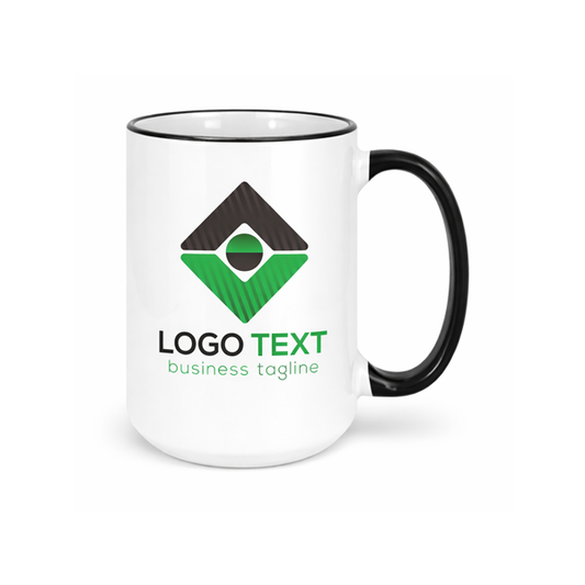 Ceramic Mug with Black Colored Rim & Handle – 15 OZ