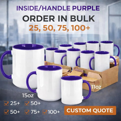 Ceramic Mug with Blue Colored Inside & Handle – 11 OZ