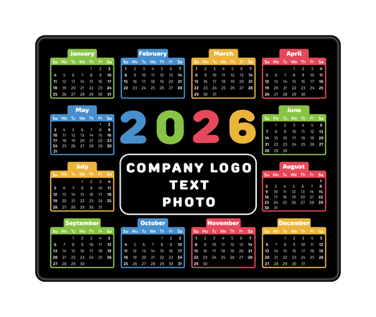 Custom 2026 Calendar Mouse Pad with Logo for business desk branding