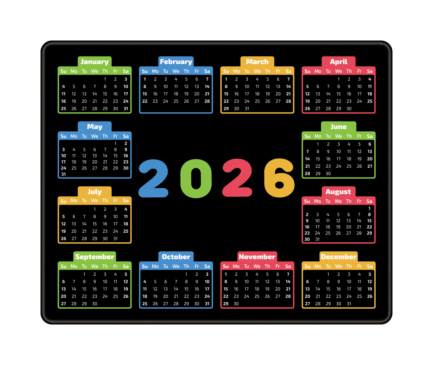Custom 2026 Calendar Mouse Pad with Logo for Promotional Branding