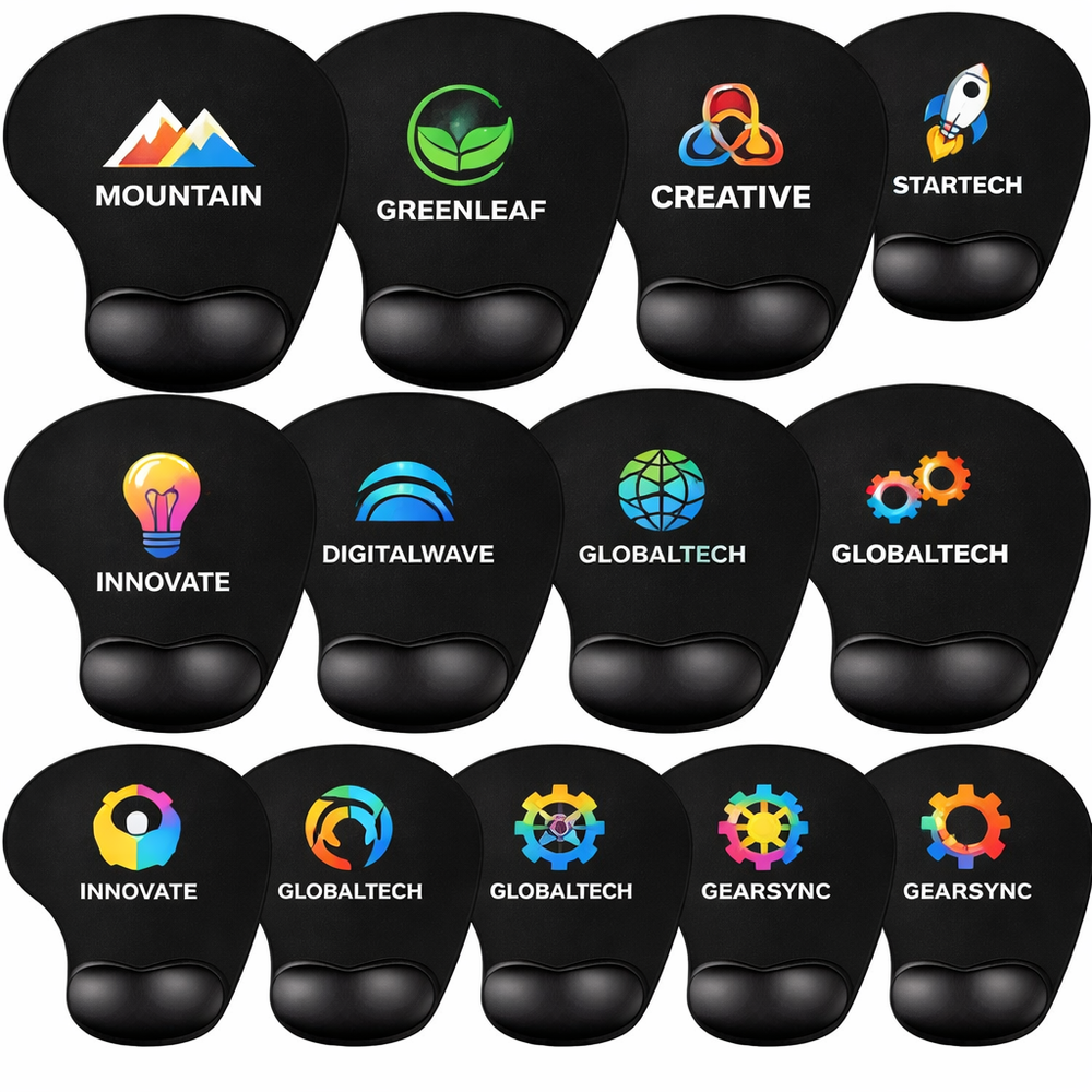 Branded wrist support mouse pad for employee welcome kits and corporate gifts