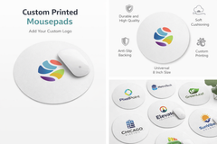 Round custom DTF mouse pads with full-color logo printing for business promotions