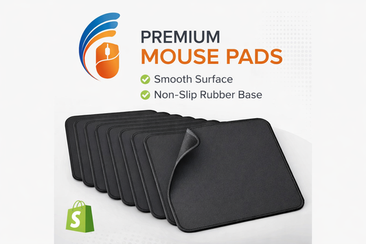 Custom Black Mouse Pad with Reinforced Edges | Bulk Logo Printing - 10.2x8.2 Inch, 0.12 Inch Thick