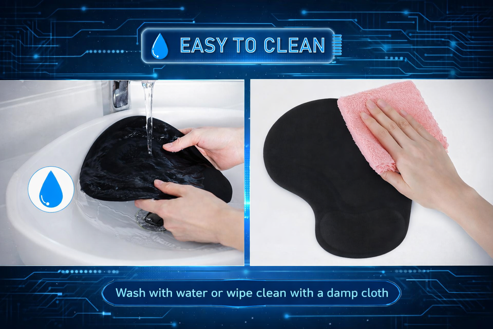 Custom logo mouse pad with non-slip base and ergonomic wrist support cushion