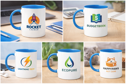 Ceramic Mug with Light Blue Colored Inside & Handle – 11 OZ