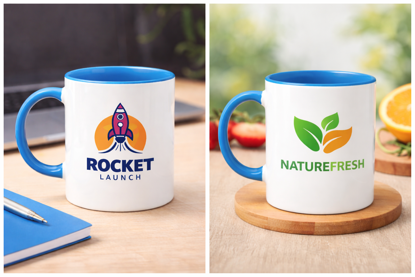 Ceramic Mug with Light Blue Colored Inside & Handle – 11 OZ