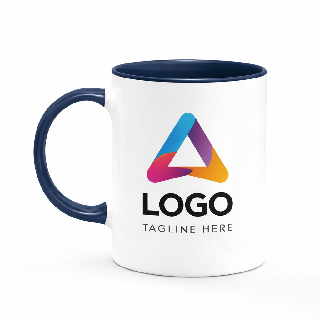 Ceramic Mug with Blue Colored Inside & Handle – 11 OZ