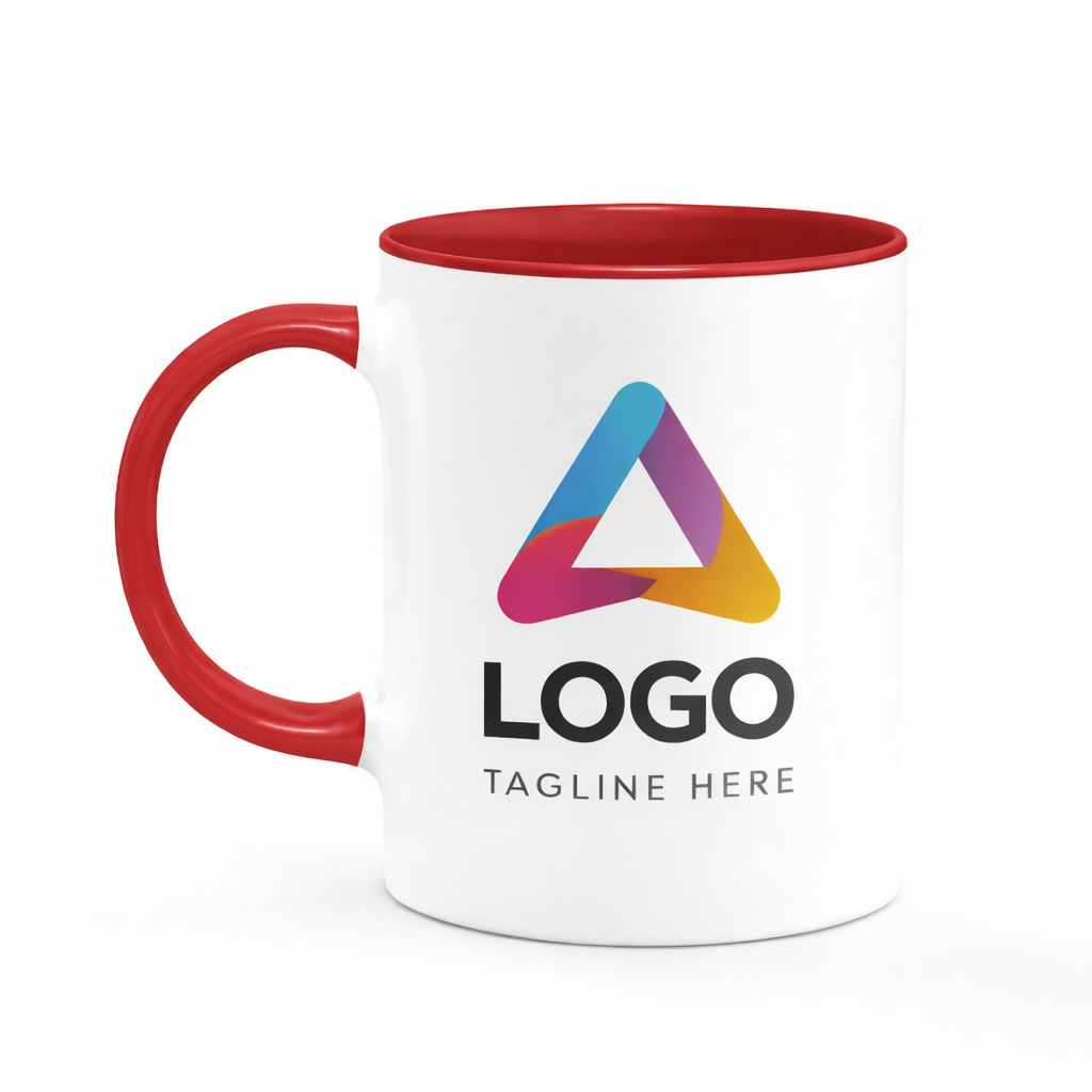 Custom red inside ceramic mug with logo