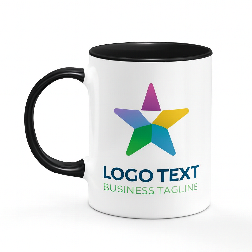 Promotional ceramic mug with black interior design