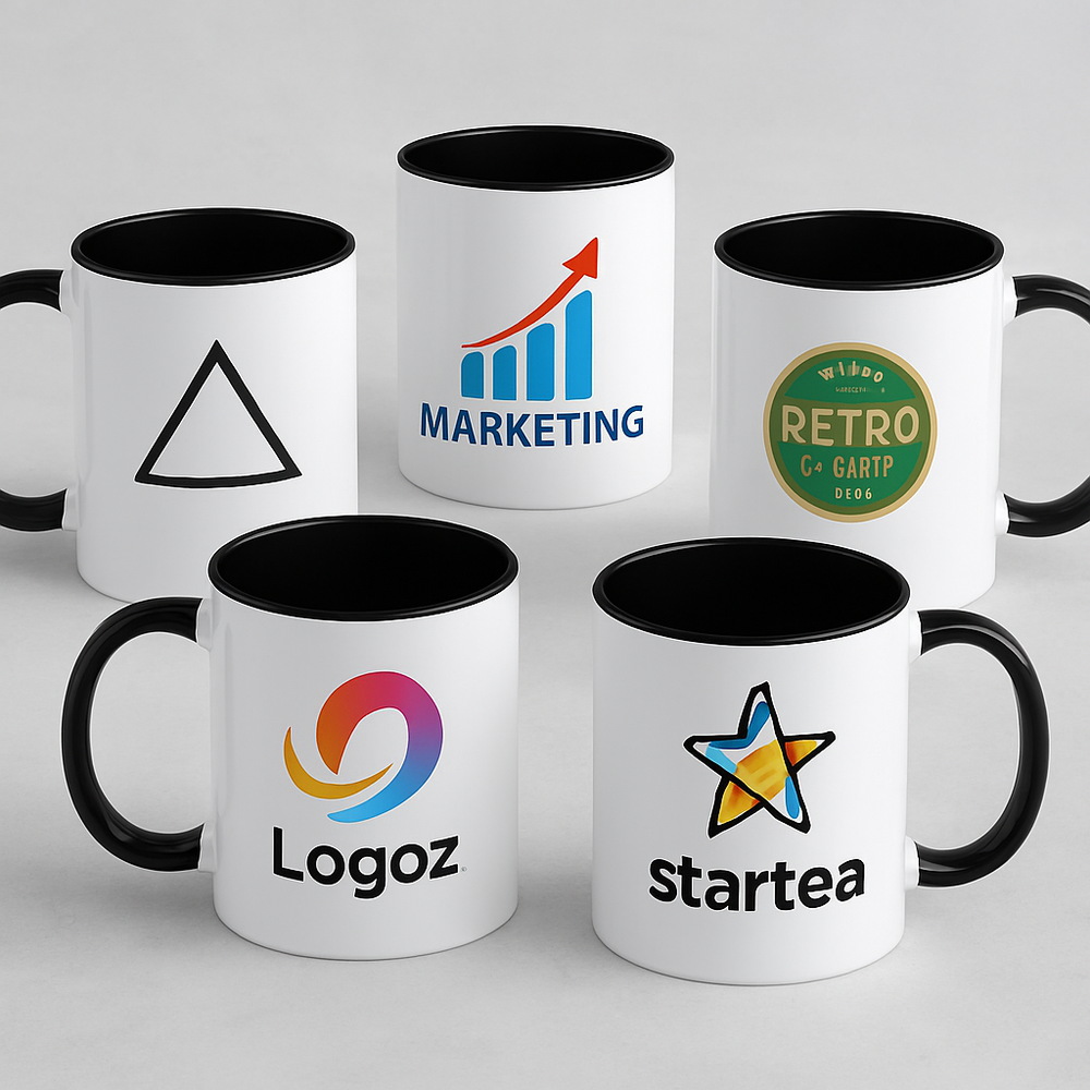 11 oz black inside coffee mug for business branding