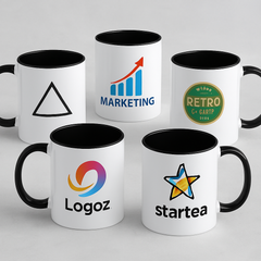 11 oz black inside coffee mug for business branding