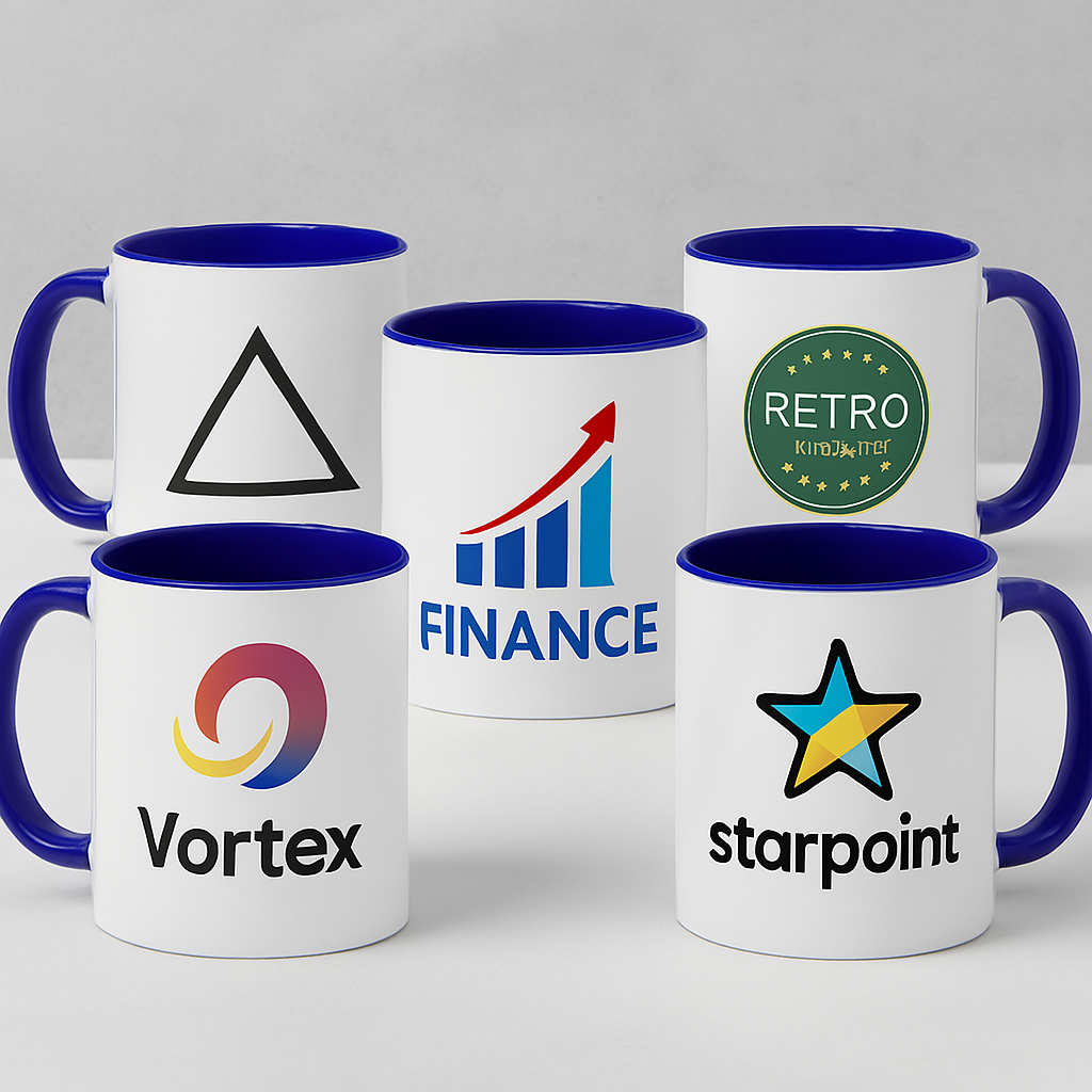 Ceramic Mug with Blue Colored Inside & Handle – 11 OZ