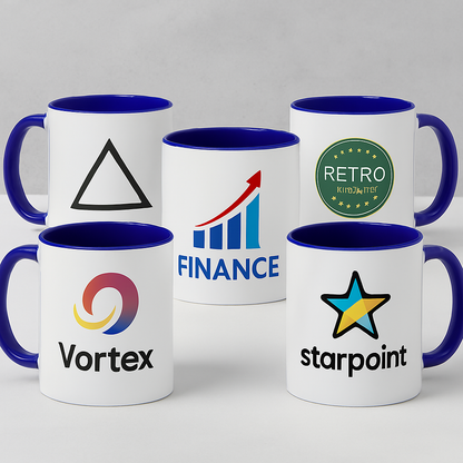 Ceramic Mug with Blue Colored Inside & Handle – 11 OZ