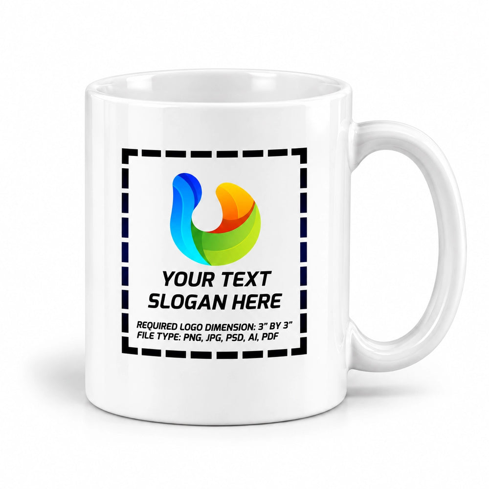 Custom White Ceramic Mug 11 oz with Company Logo – Personalized Promotional Coffee Mug for Businesses