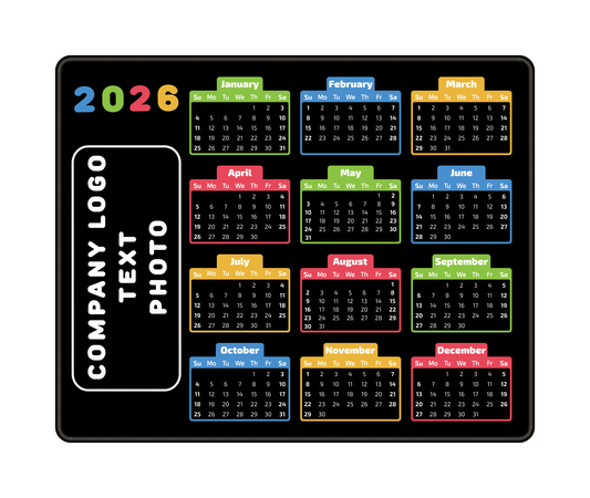 Personalized 2026 calendar mouse pad with custom company logo printing
