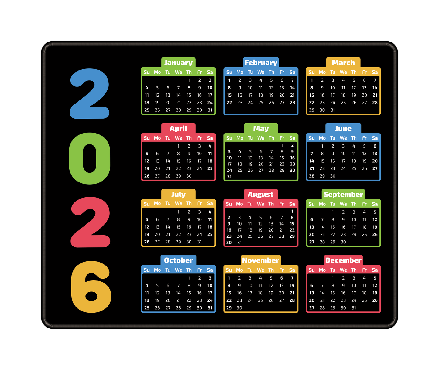 Custom 2026 Calendar Mouse Pad with Logo for Promotional Branding