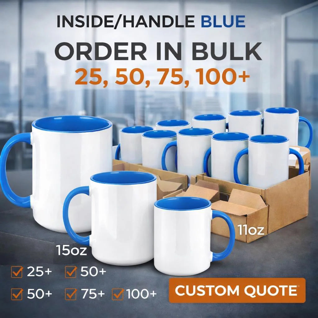 Ceramic Mug with Light Blue Colored Inside & Handle – 11 OZ