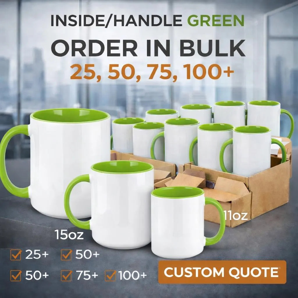 Ceramic Mug with Light Green Colored Inside & Handle – 11 OZ