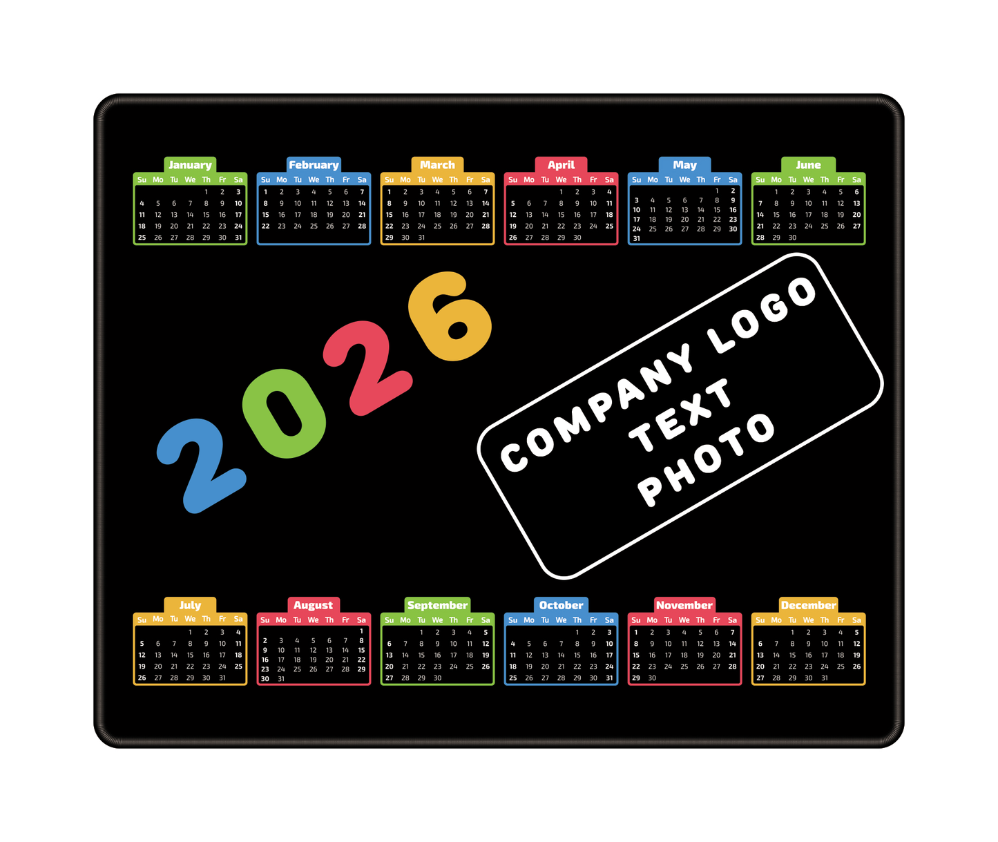 Promotional calendar mouse pad with logo for office giveaways and events