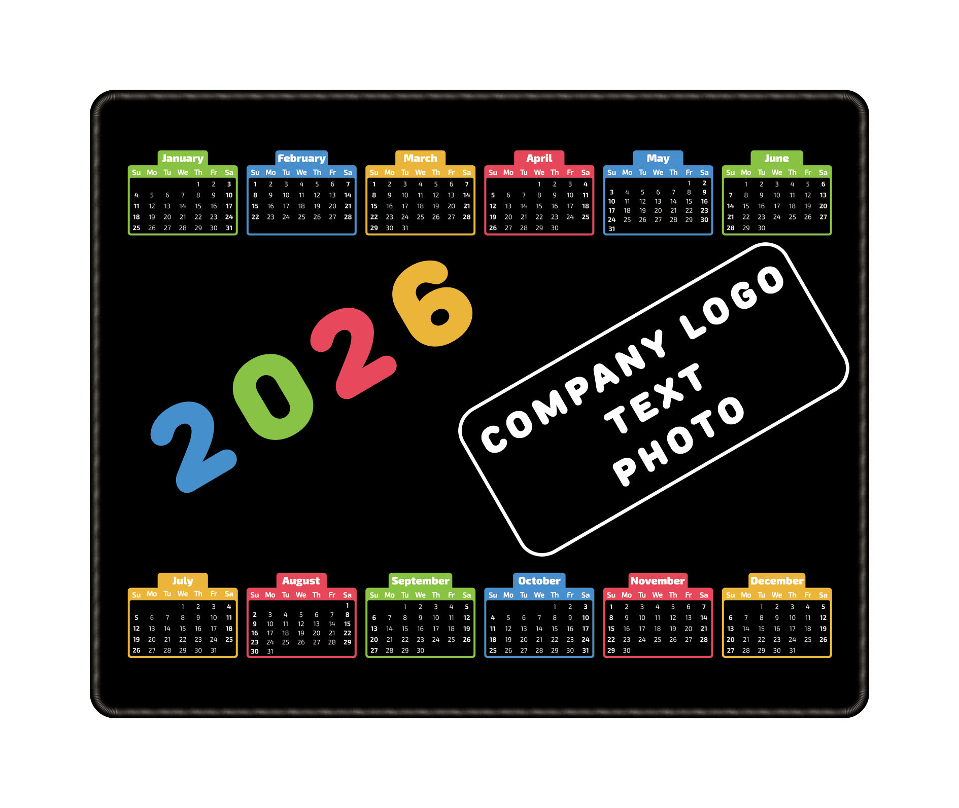 Promotional calendar mouse pad with logo for office giveaways and events