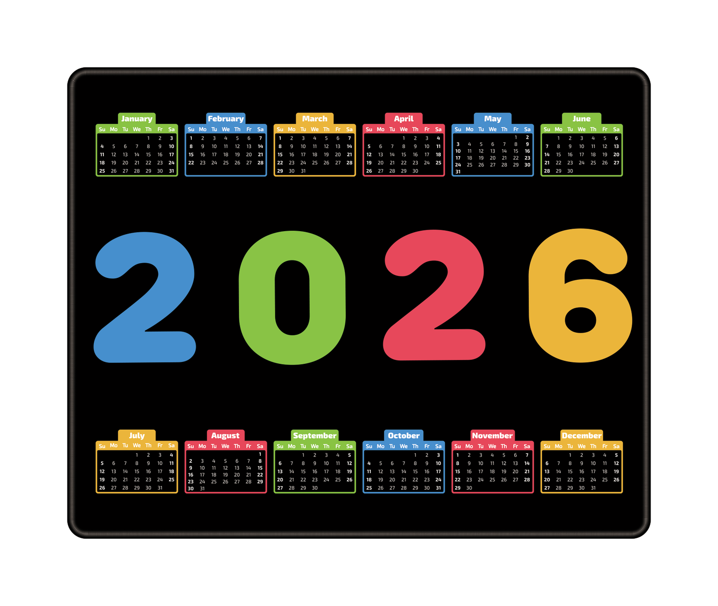 Custom 2026 Calendar Mouse Pad with Logo for Promotional Branding